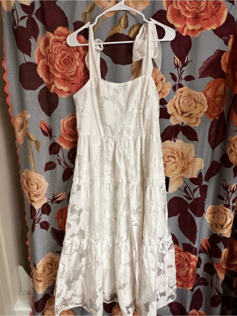Lulus Proof of Perfection White Floral Tiered Tie-Strap Midi Dress